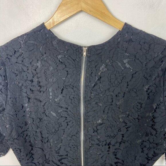 Oyamiki Short Sleeve Black Lace Crew Neck Blouse Top Size Large Romantic Boho L - Picture 7 of 14